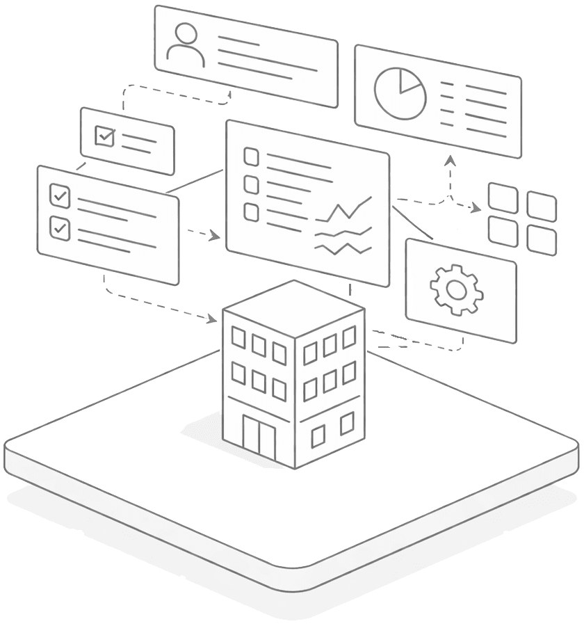 Hallintajärjestelmät platform illustration