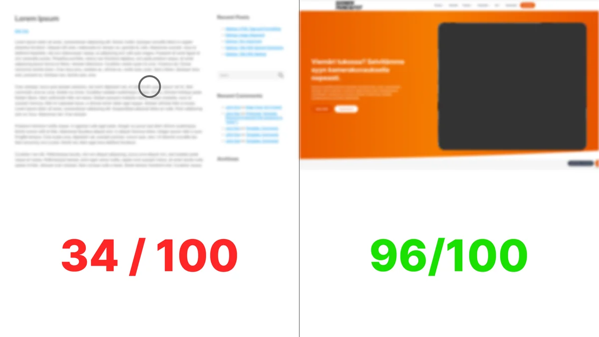 Nopeusmittari 34 vs. 96: Miten verkkosivuston nopeus vaikuttaa palveluyrityksen liideihin? (Data 2026)