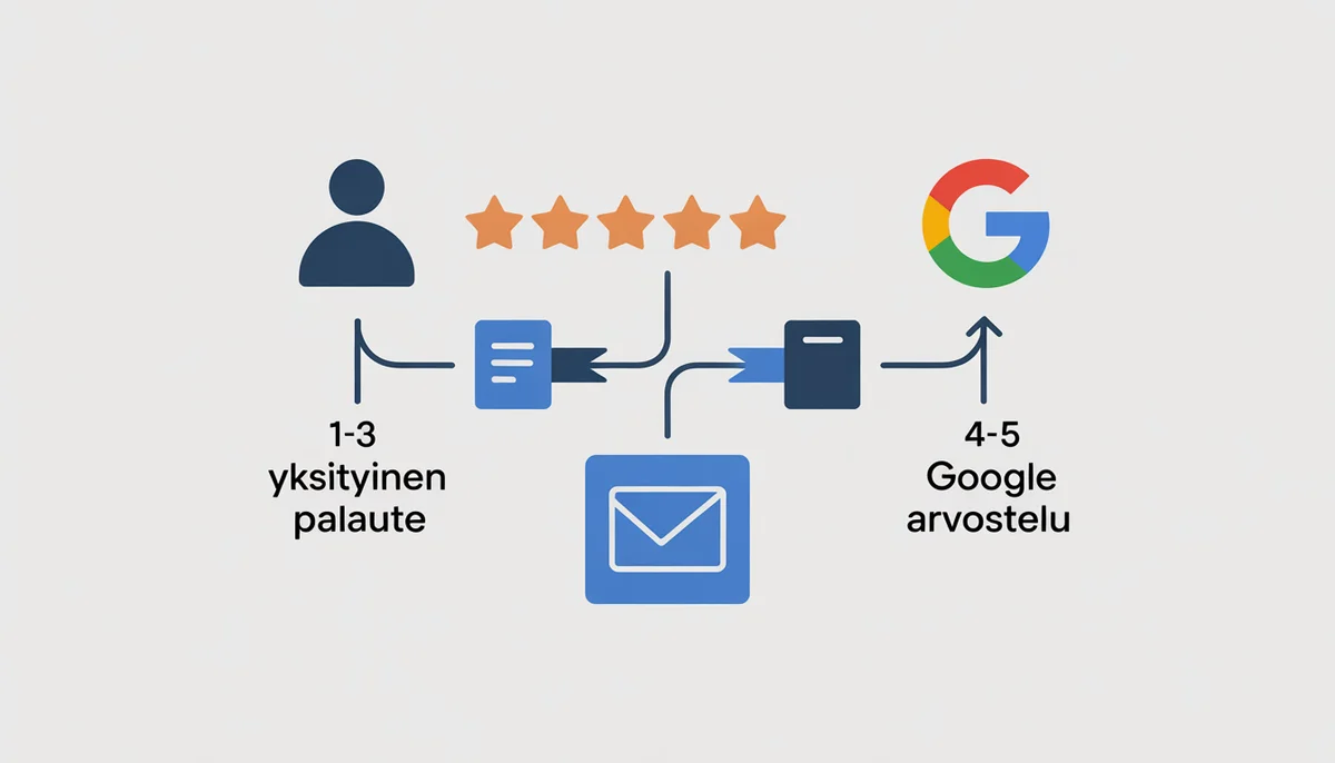 Google arvostelujen reititys